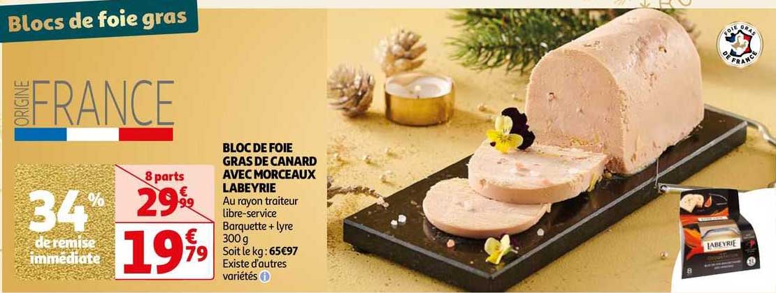 Promo Bloc De Foie Gras De Canard Avec Morceaux Labeyrie Chez Auchan