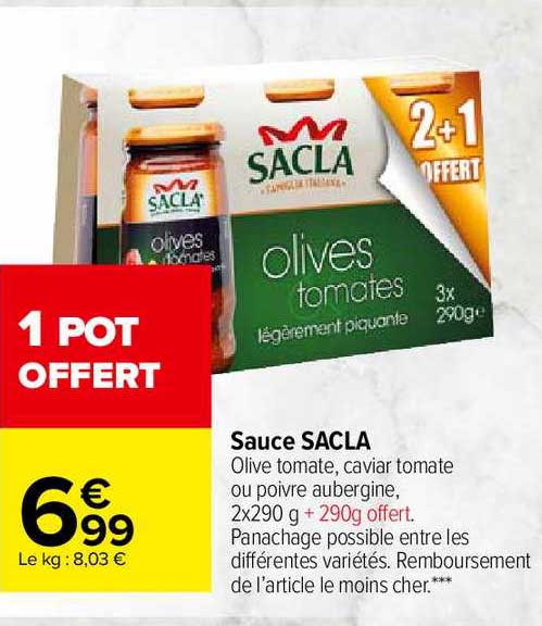 Offre Sauce Sacla Chez Carrefour Market