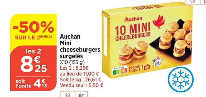 Promo Auchan Mini Cheeseburgers Surgelés chez Atac iCatalogue fr