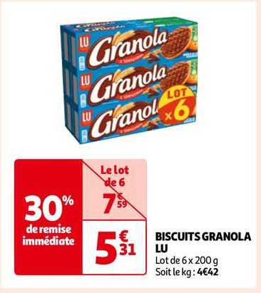 Promo Biscuits Granola Lu Chez Auchan Icatalogue Fr