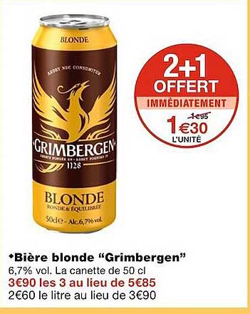 Offre Bi Re Blonde Grimbergen Chez Monoprix