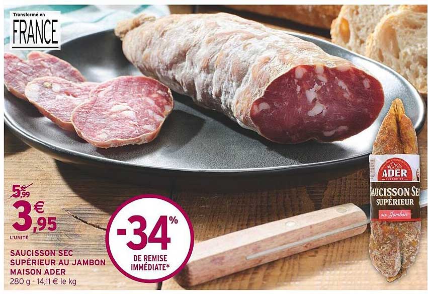 Promo Saucisson Sec Sup Rieur Au Jambon Maison Ader Chez Intermarch