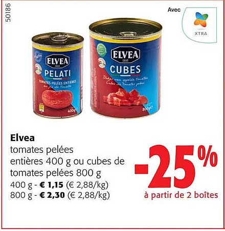 Promo Elvea Toamtes Pel Es Enti Res Ou Cubes De Tomates Pel Es Chez