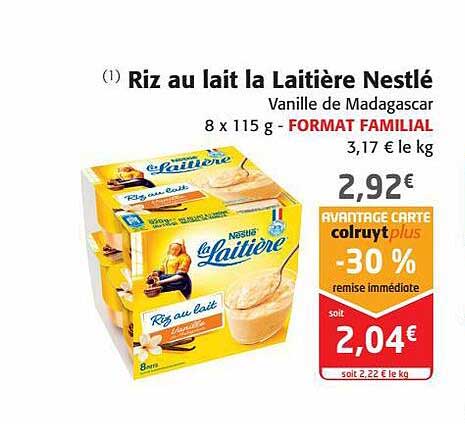 Offre Riz Au Lait La Laitière Nestlé chez Colruyt