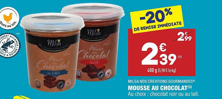 Promo Mousse Au Chocolat Milsa Nos Cr Ations Gourmandes Chez Aldi