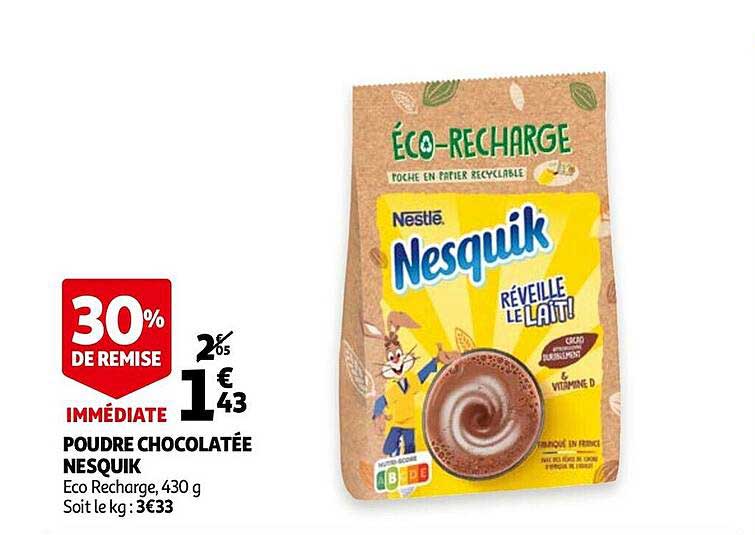 Promo Poudre Chocolat E Nesquik De Remise Imm Diate Chez Auchan