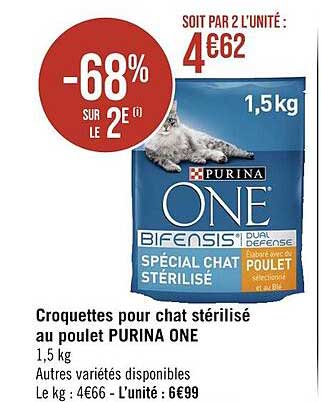 Promo Croquettes Pour Chat Stérilisé Au Poulet Purina One chez