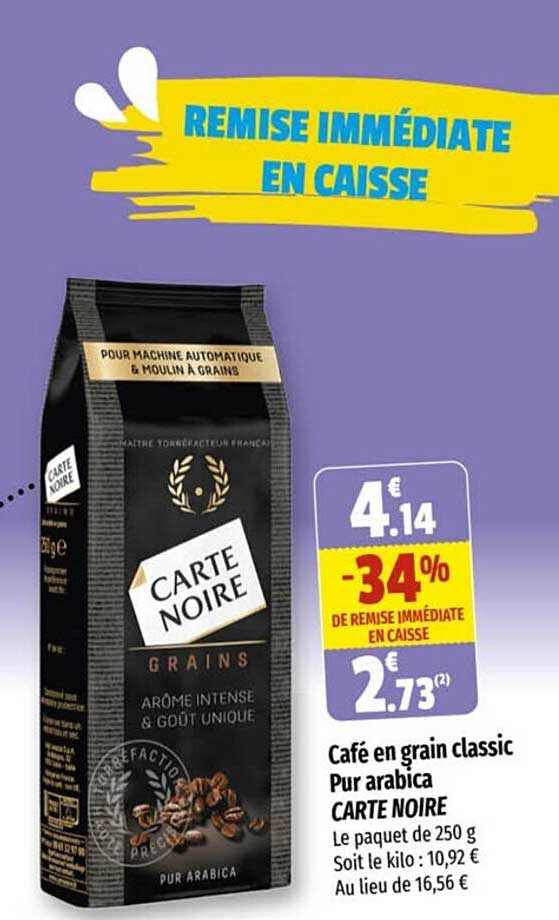 Offre Café En Grain Classic Pur Arabica Carte Noire chez Coccinelle