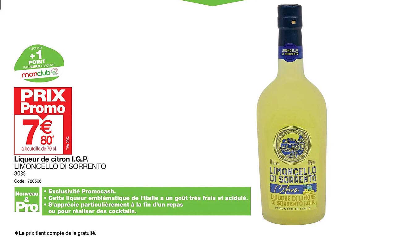 Promo Liqueur De Citron I G P Limoncello Di Sorrento Chez Promocash