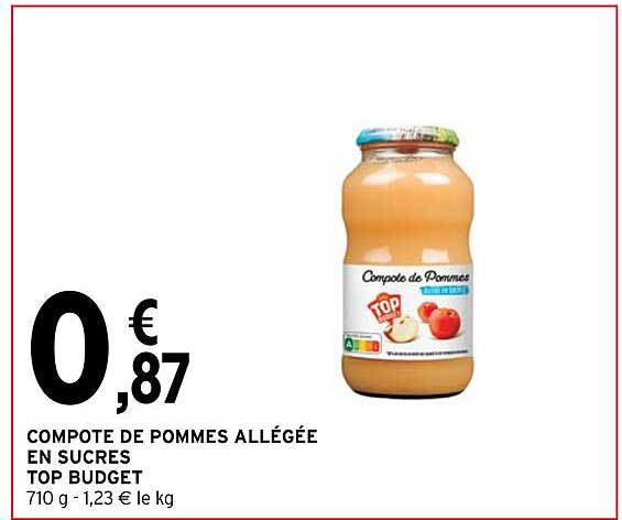 Promo Compote De Pommes Allégée En Sucres Top Budget chez Intermarché