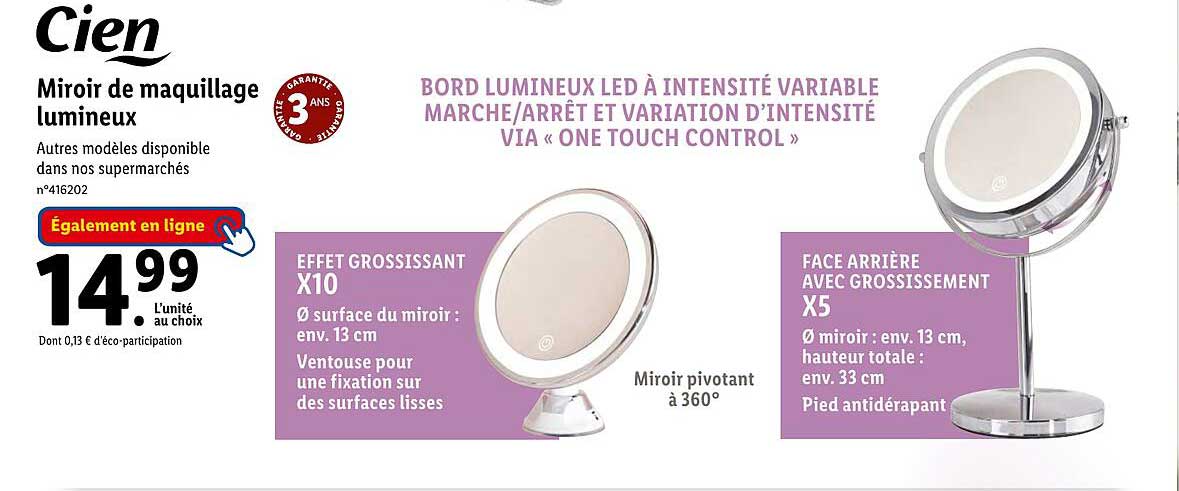 Promo Cien Miroir De Maquillage Lumineux Chez Lidl Icatalogue Fr