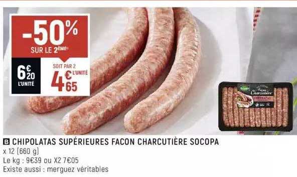 Promo Chipolatas Sup Rieures Fa On Charcuti Re Socopa Chez Spar