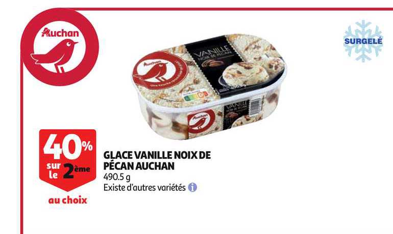 Promo Glace Vanille Noix De Pécan Auchan 40 Sur Le 2e Au Choix chez