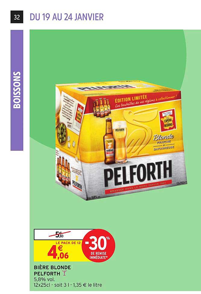 Promo Bière Blonde Pelforth 30 De Remise Immédiate chez Intermarché