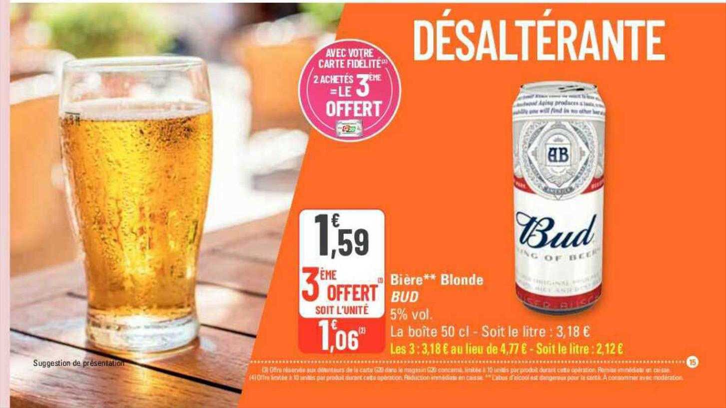 Promo Bière Blonde Bud chez G20 iCatalogue fr