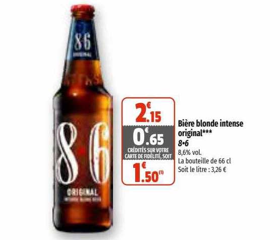 Offre Bière Blonde Intense Original 8 6 chez Coccinelle Supermarche