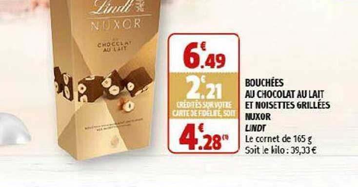 Promo Bouch Es Au Chocolat Au Lait Et Noisettes Grill Es Nuxor Lindt