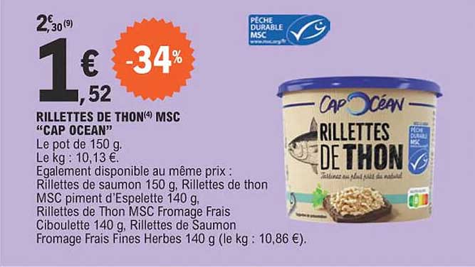 Promo Rillettes De Thon Msc Cap Oc An Chez E Leclerc Icatalogue Fr