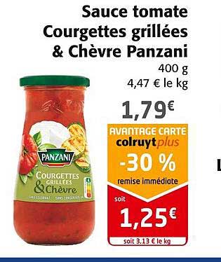 Promo Sauce Tomate Courgettes Grill Es Ch Vre Panzani Chez Colruyt