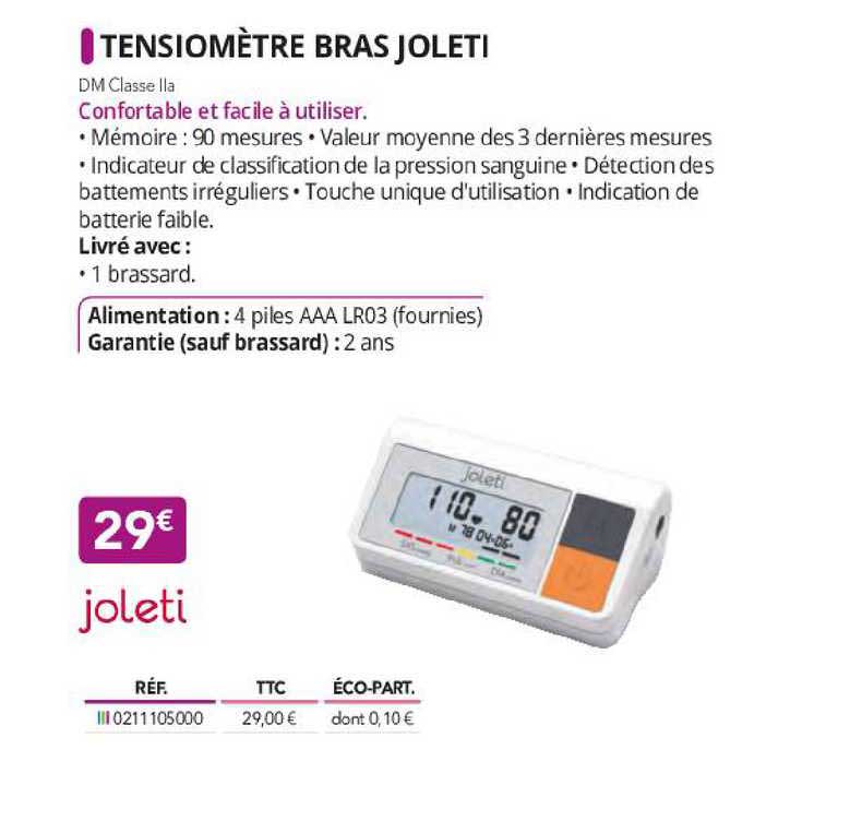 Promo Tensiom Tre Bras Joleti Chez Distri Club M Dical Icatalogue Fr