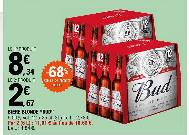 Promo Bière Blonde bud chez E Leclerc iCatalogue fr