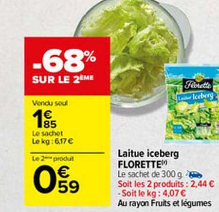 Promo Laitue Iceberg Florette Chez Carrefour ICatalogue Fr