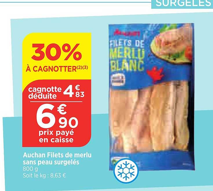 Promo Auchan Filets De Merlu Sans Peau Surgel S Chez Maximarch