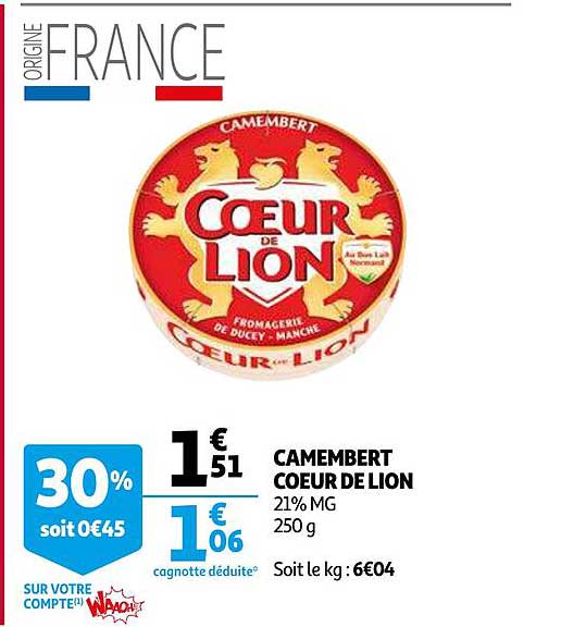 Promo Camembert Cœur De Lion chez Auchan iCatalogue fr