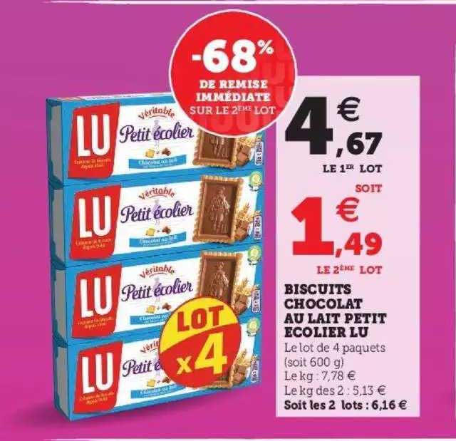 Promo Biscuits Chocolat Au Lait Petit Colier Lu Chez Super U