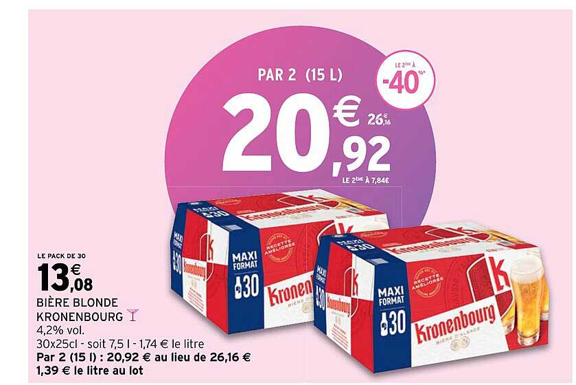 Promo Bière Blonde Kronenbourg chez Intermarché iCatalogue fr