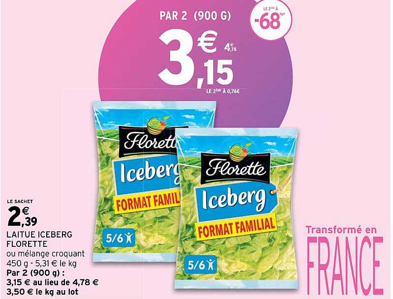 Promo Laitue Iceberg Florette chez Intermarché iCatalogue fr