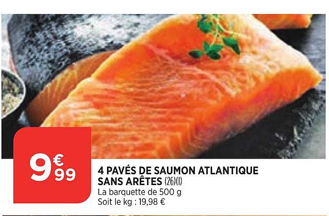 Promo 4 Pavés De Saumon Atlantique Sans Arêtes chez Maximarché