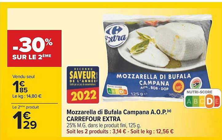 Promo Mozzarella Di Bufala Campana A O P Carrefour Extra Chez