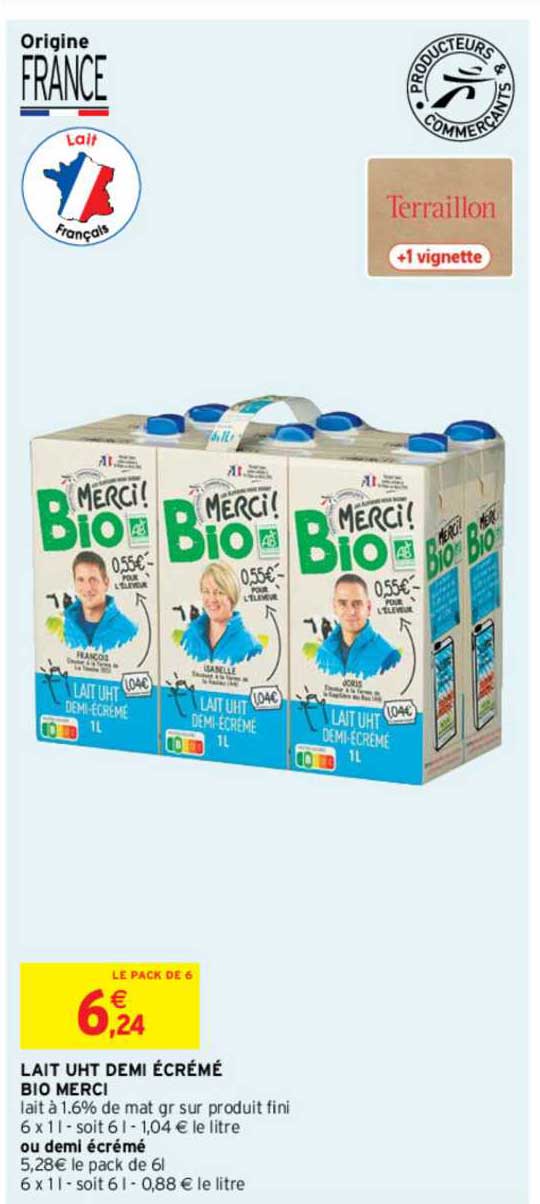 Promo Lait Uht Demi Cr M Bio Merci Chez Intermarch Contact