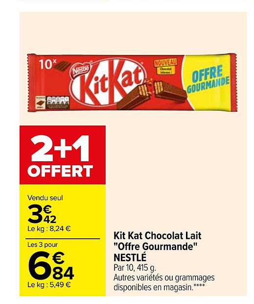 Offre Kit Kat Chocolat Lait Offre Gourmande Nestl Chez Carrefour