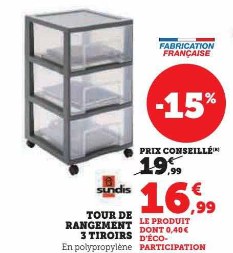 Promo Tour De Rangement Tiroirs Sundis Chez Hyper U Icatalogue Fr