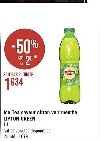 Offre Ice Tea Saveur Citron Vert Menthe Lipton Green Offert Chez Cora