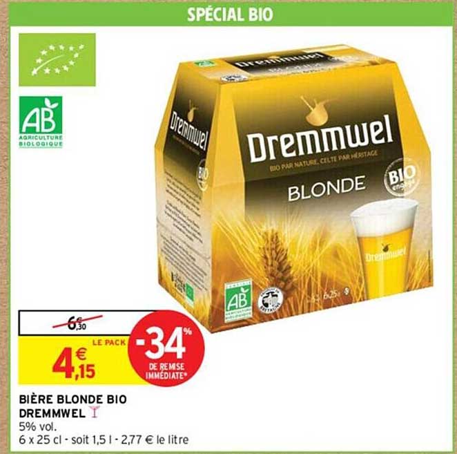 Promo Bière Blonde Bio Dremmwel chez Intermarché iCatalogue fr