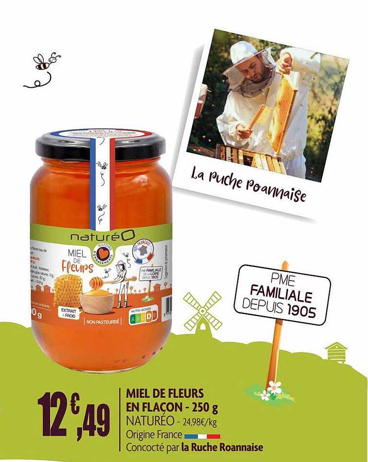 Promo Miel De Fleurs En Flacon Natur O G Chez Natur O Icatalogue Fr