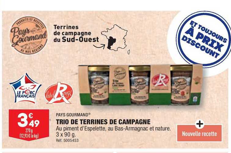 Promo Pays Gourmand Trio De Terrines De Campagne Chez Aldi Icatalogue Fr