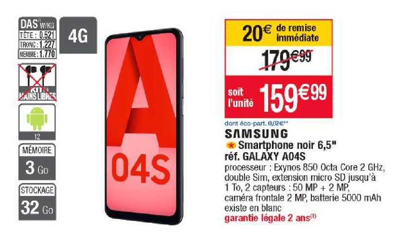 Promo Smartphone Noir Galaxy A S Samsung Chez Cora Icatalogue Fr