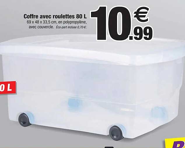 Promo Coffre Avec Roulettes 80 L Chez Bazarland ICatalogue Fr