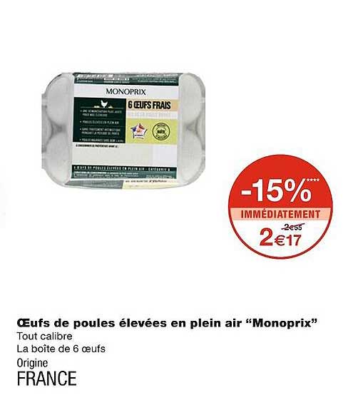 Promo œufs De Poules élevées En Plein Air monoprix chez Monoprix