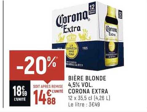 Promo Bière Blonde 4 5 Vol Corona Extra chez Shop iCatalogue fr