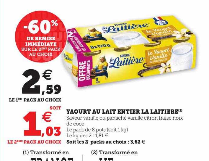 Promo Yaourt Au Lait Entier La Laiti Re Chez Hyper U Icatalogue Fr