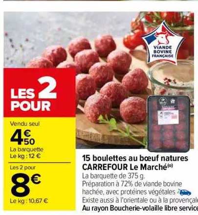 Promo Boulettes Au Boeuf Natures Carrefour Le March Chez Carrefour