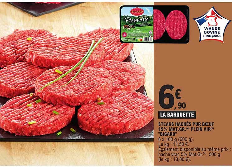 Promo Steaks Hach S Pur B Uf Mat Gr Plein Air Bigard Chez E