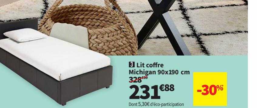 Promo Lit Coffre Michigan 90 X 190 Cm Chez Conforama ICatalogue Fr