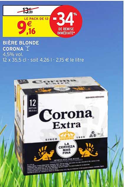 Promo Bière Blonde Corona 34 De Remise Immédiate chez Intermarché