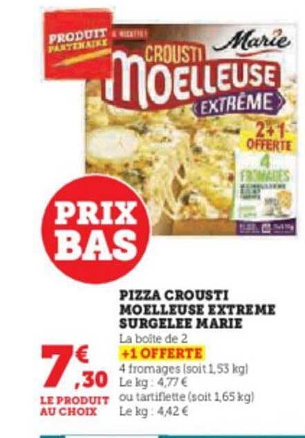 Promo Pizza Crousti Moelleuse Extrême Surgelée Marie chez Super U